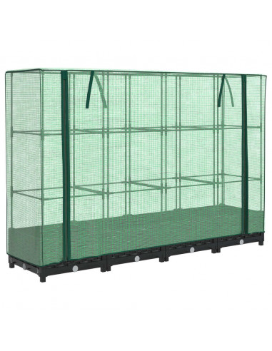 Letto Rialzato con Copertura Serra Effetto Rattan 160x40x123 cm