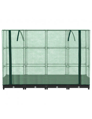 Letto Rialzato con Copertura Serra Effetto Rattan 160x40x123 cm