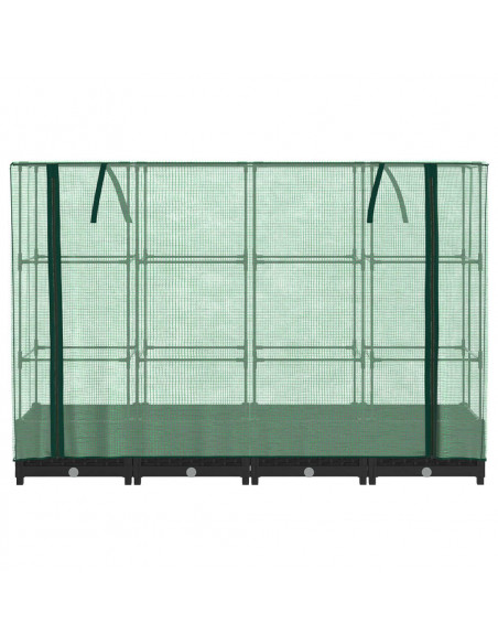 Letto Rialzato con Copertura Serra Effetto Rattan 160x40x123 cm