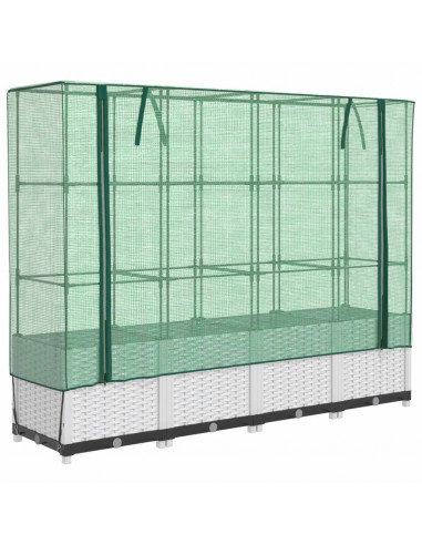 Letto Rialzato con Copertura Serra Effetto Rattan 160x40x138 cm