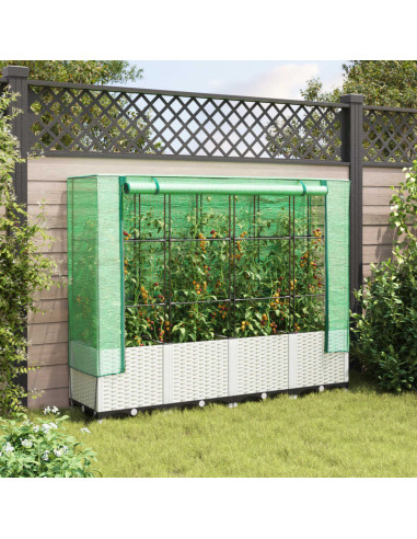 Letto Rialzato con Copertura Serra Effetto Rattan 160x40x138 cm