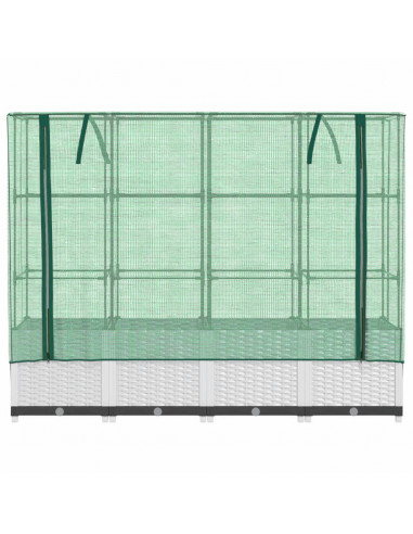 Letto Rialzato con Copertura Serra Effetto Rattan 160x40x138 cm