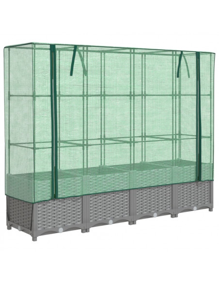 Letto Rialzato con Copertura Serra Effetto Rattan 160x40x138 cm