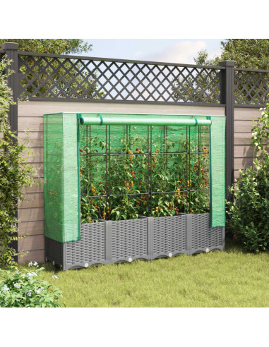 Letto Rialzato con Copertura Serra Effetto Rattan 160x40x138 cm