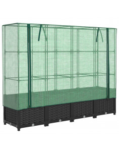 Letto Rialzato con Copertura Serra Effetto Rattan 160x40x138 cm 2