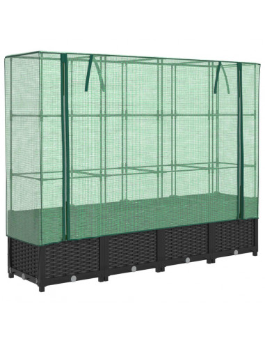 Letto Rialzato con Copertura Serra Effetto Rattan 160x40x138 cm