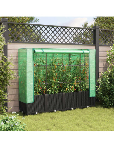 Letto Rialzato con Copertura Serra Effetto Rattan 160x40x138 cm