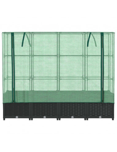 Letto Rialzato con Copertura Serra Effetto Rattan 160x40x138 cm