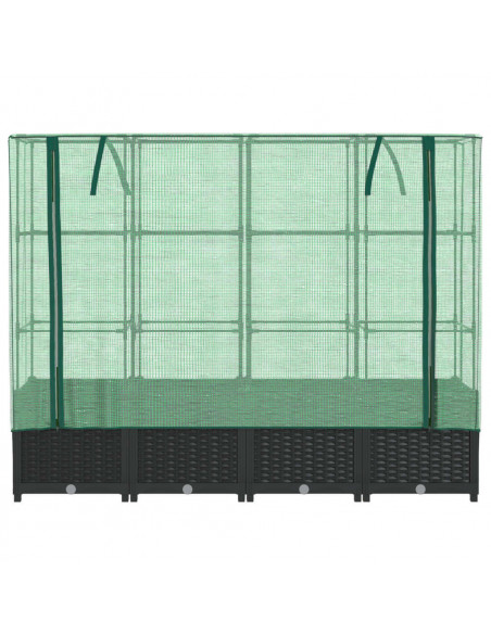 Letto Rialzato con Copertura Serra Effetto Rattan 160x40x138 cm