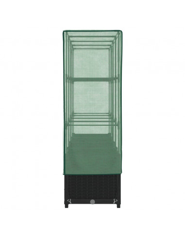 Letto Rialzato con Copertura Serra Effetto Rattan 160x40x138 cm