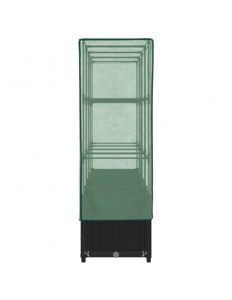 Letto Rialzato con Copertura Serra Effetto Rattan 160x40x138 cm