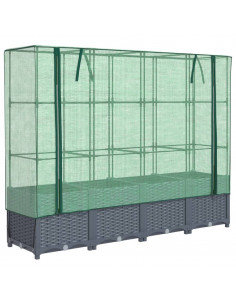 Letto Rialzato con Copertura Serra Effetto Rattan 160x40x138 cm 2