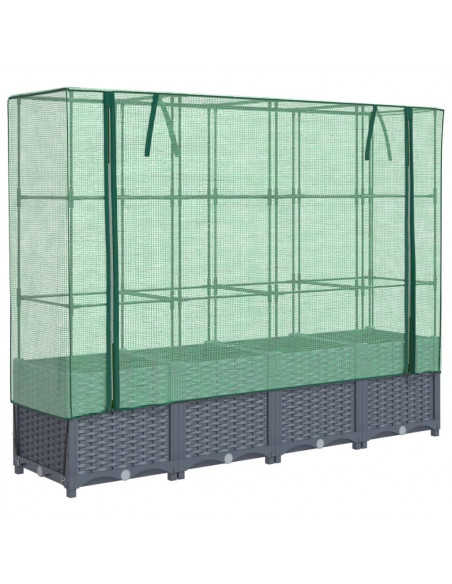 Letto Rialzato con Copertura Serra Effetto Rattan 160x40x138 cm