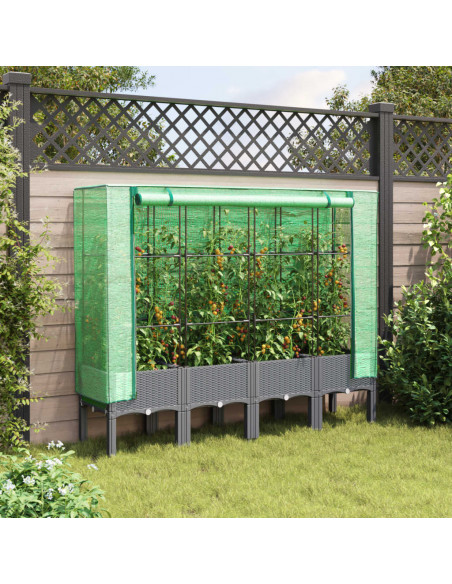 Letto Rialzato con Copertura Serra Effetto Rattan 160x40x140 cm