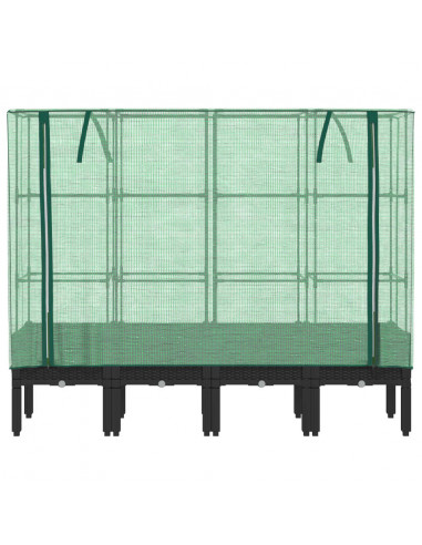 Letto Rialzato con Copertura Serra Effetto Rattan 160x40x140 cm