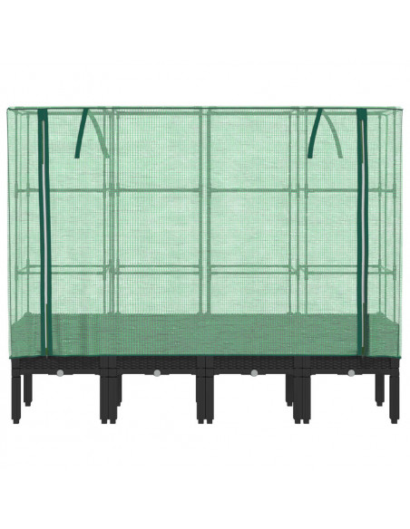 Letto Rialzato con Copertura Serra Effetto Rattan 160x40x140 cm