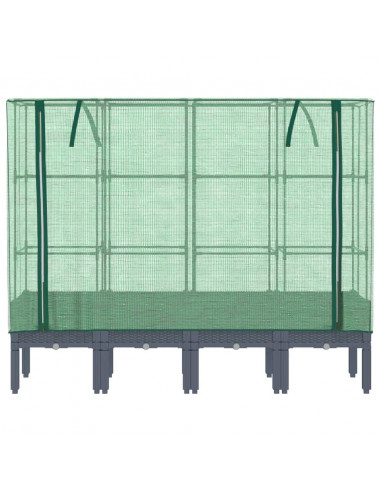 Letto Rialzato con Copertura Serra Effetto Rattan 160x40x140 cm