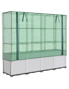 Letto Rialzato con Copertura Serra Effetto Rattan 160x40x153 cm 2