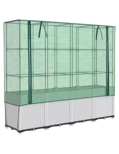 Letto Rialzato con Copertura Serra Effetto Rattan 160x40x153 cm