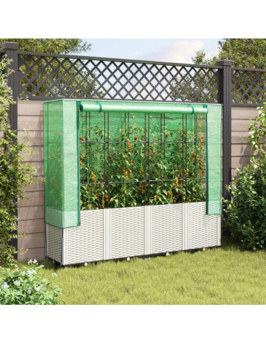 Letto Rialzato con Copertura Serra Effetto Rattan 160x40x153 cm