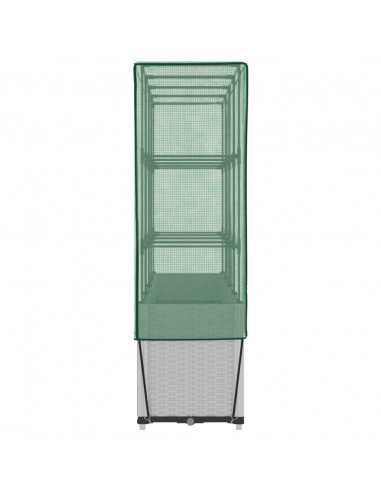 Letto Rialzato con Copertura Serra Effetto Rattan 160x40x153 cm