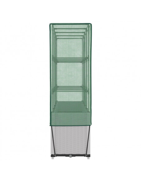 Letto Rialzato con Copertura Serra Effetto Rattan 160x40x153 cm