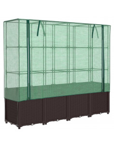 Letto Rialzato con Copertura Serra Effetto Rattan 160x40x153 cm 2