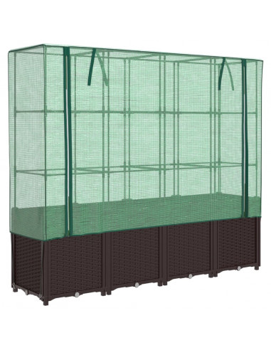 Letto Rialzato con Copertura Serra Effetto Rattan 160x40x153 cm