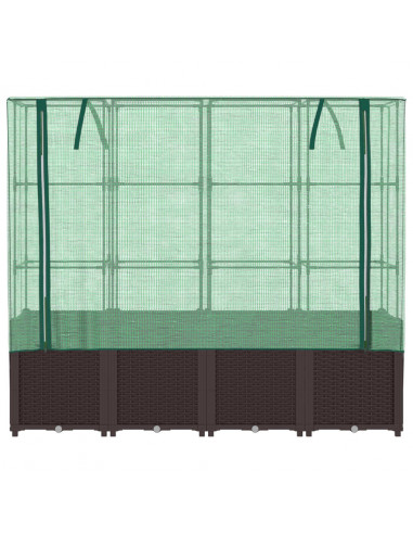 Letto Rialzato con Copertura Serra Effetto Rattan 160x40x153 cm