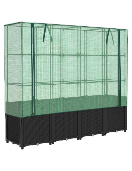 Letto Rialzato con Copertura Serra Effetto Rattan 160x40x153 cm