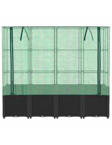 Letto Rialzato con Copertura Serra Effetto Rattan 160x40x153 cm