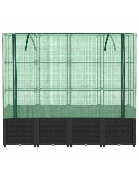 Letto Rialzato con Copertura Serra Effetto Rattan 160x40x153 cm