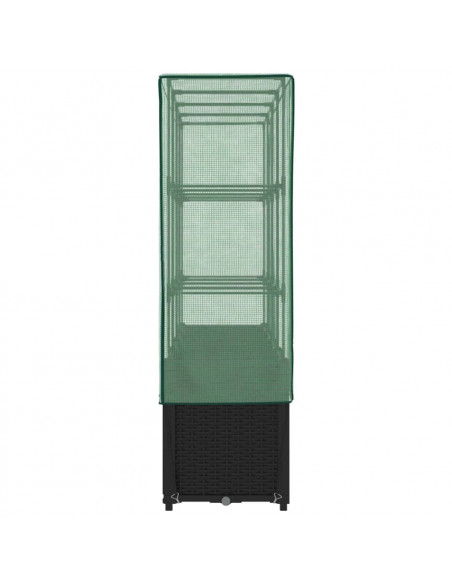 Letto Rialzato con Copertura Serra Effetto Rattan 160x40x153 cm