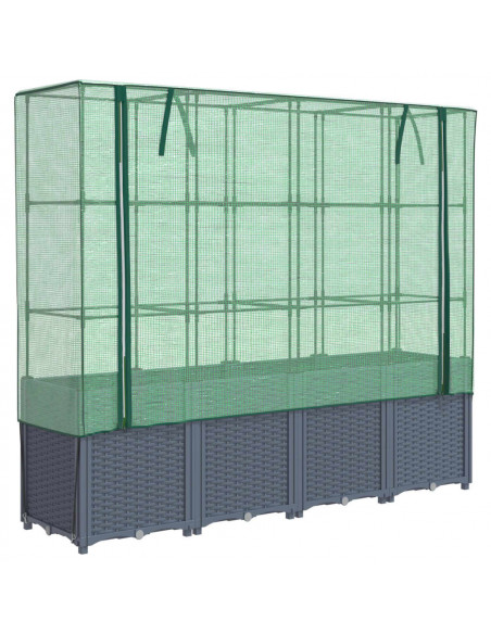 Letto Rialzato con Copertura Serra Effetto Rattan 160x40x153 cm