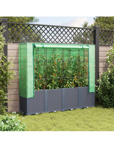 Letto Rialzato con Copertura Serra Effetto Rattan 160x40x153 cm