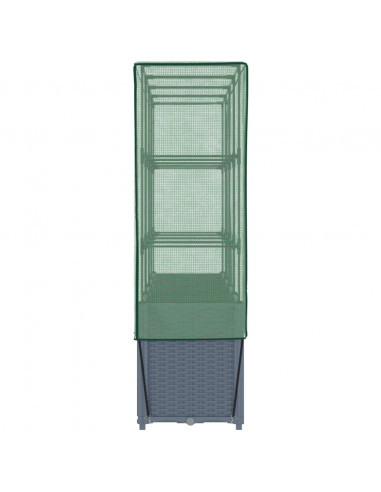 Letto Rialzato con Copertura Serra Effetto Rattan 160x40x153 cm