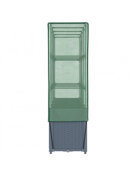 Letto Rialzato con Copertura Serra Effetto Rattan 160x40x153 cm
