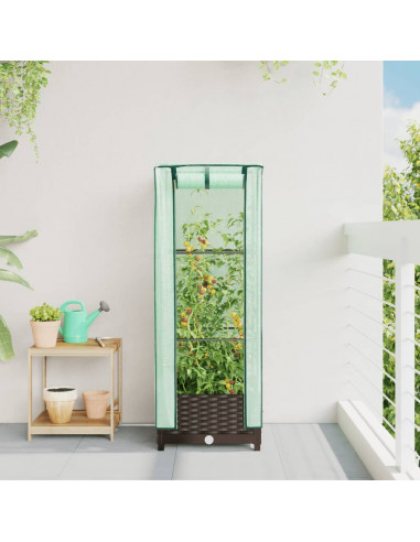 Letto Rialzato con Copertura Serra Effetto Rattan 40x40x123 cm