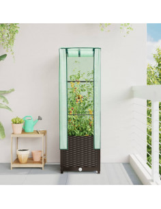 Letto Rialzato con Copertura Serra Effetto Rattan 40x40x139 cm 2