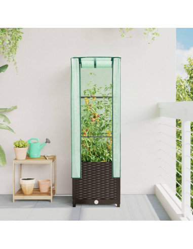 Letto Rialzato con Copertura Serra Effetto Rattan 40x40x139 cm