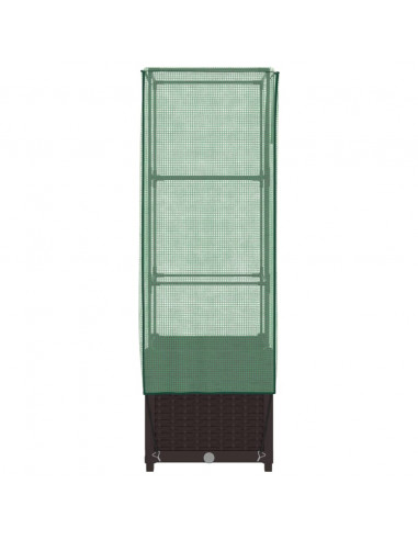 Letto Rialzato con Copertura Serra Effetto Rattan 40x40x139 cm