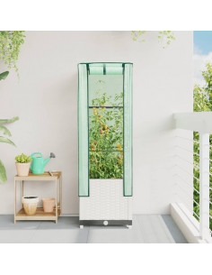 Letto Rialzato con Copertura Serra Effetto Rattan 40x40x139 cm 2