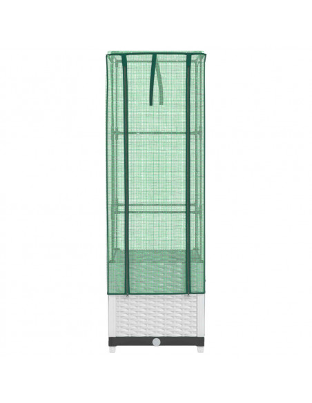 Letto Rialzato con Copertura Serra Effetto Rattan 40x40x139 cm