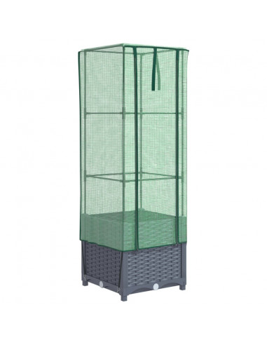 Letto Rialzato con Copertura Serra Effetto Rattan 40x40x139 cm