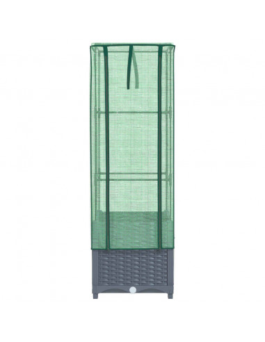 Letto Rialzato con Copertura Serra Effetto Rattan 40x40x139 cm