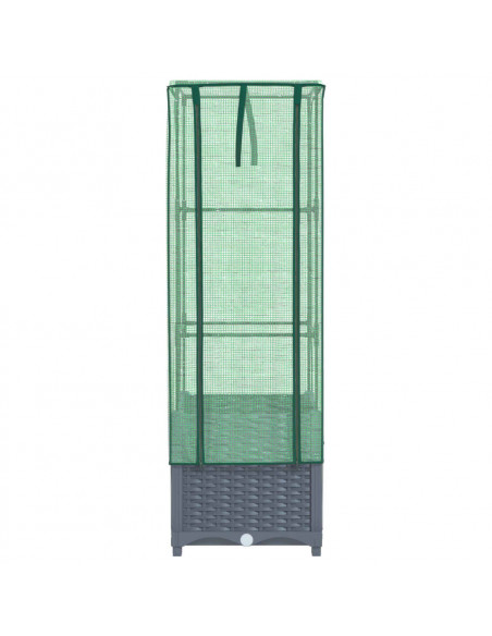 Letto Rialzato con Copertura Serra Effetto Rattan 40x40x139 cm