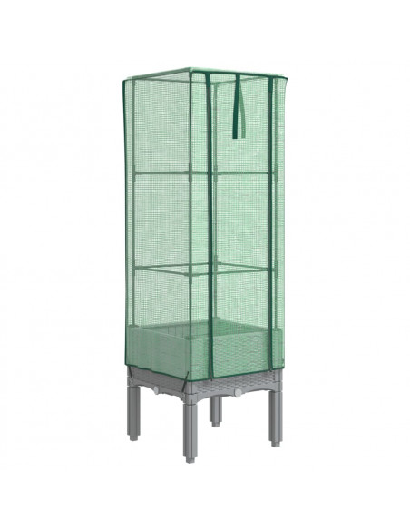 Letto Rialzato con Copertura Serra Effetto Rattan 40x40x140 cm