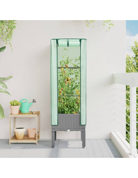 Letto Rialzato con Copertura Serra Effetto Rattan 40x40x140 cm