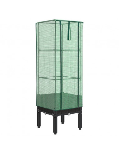 Letto Rialzato con Copertura Serra Effetto Rattan 40x40x140 cm