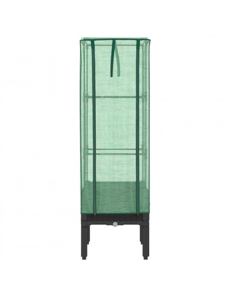 Letto Rialzato con Copertura Serra Effetto Rattan 40x40x140 cm